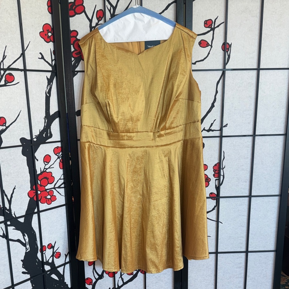 Modcloth Cocktail Gold Fancy Party Christmas New Years Festive Prom Party Dress